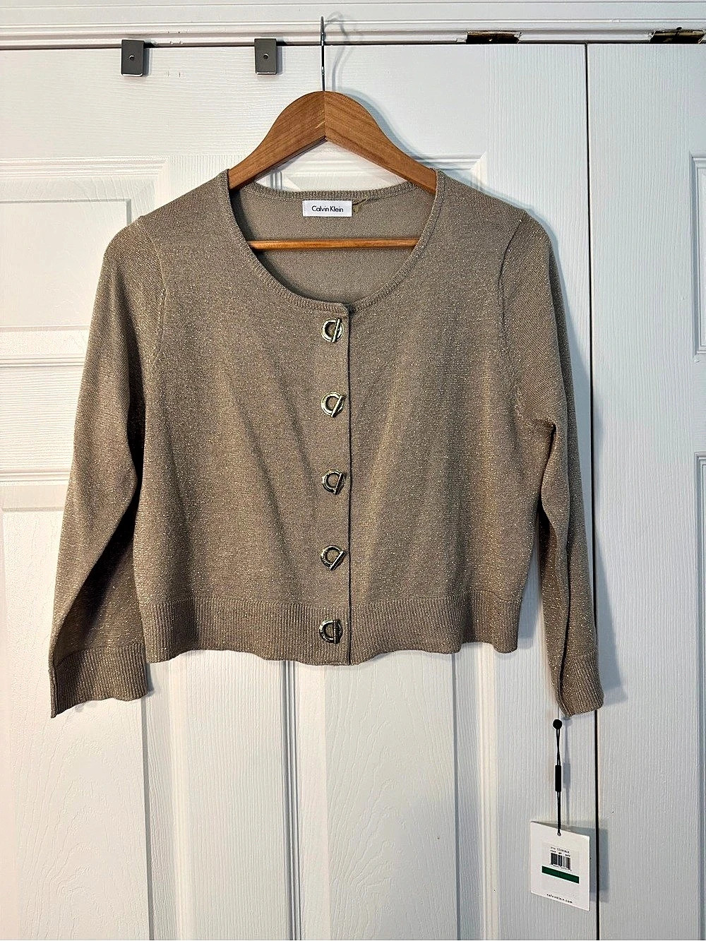 Calvin Klein Women's Cardigan Gold-Tone Buttons Size Large NWT